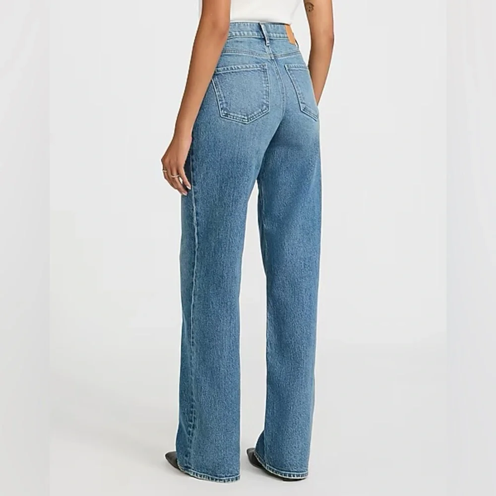 Express Women’s Wide Leg High Rise Jeans Classic Blue Casual Straight Size 4 - Picture 7 of 16